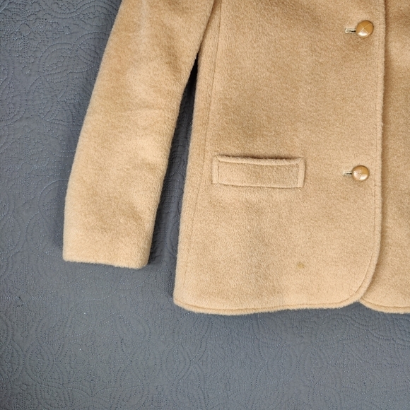 Harve Bernard Tan Cashmere Wool Button Front Coat Union Made Womens 6 Timeless - Picture 7 of 16